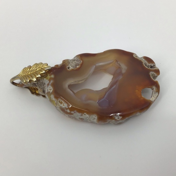 2/$25 Vintage Brown Agate Slice Pedant - Picture 10 of 16
